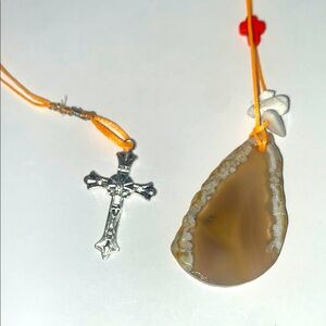 Silver Cross and Agate Pendant bookmark